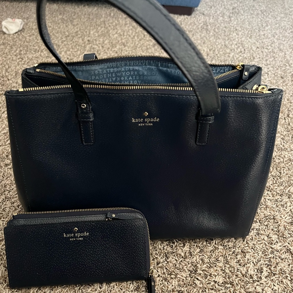 Kate Spade wallet & purse Navy Blue “ Fairly “ new one worn once